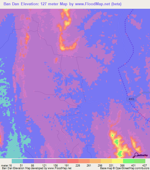 Ban Dan,Thailand Elevation Map