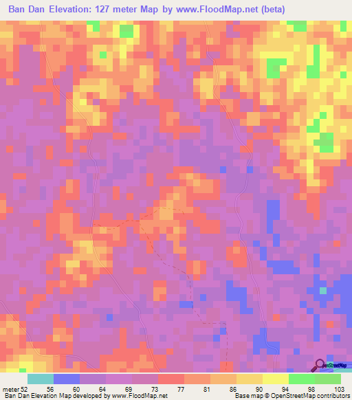 Ban Dan,Thailand Elevation Map