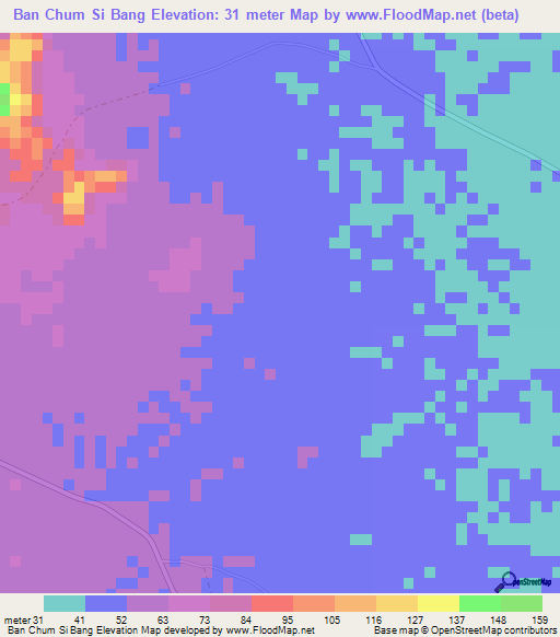 Ban Chum Si Bang,Thailand Elevation Map