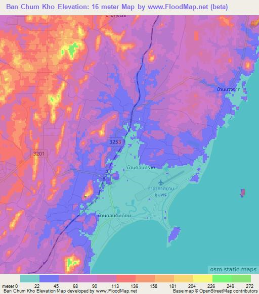 Ban Chum Kho,Thailand Elevation Map