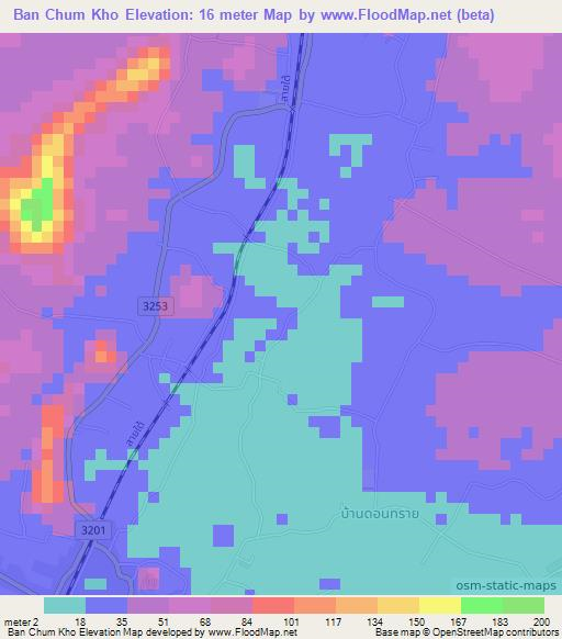 Ban Chum Kho,Thailand Elevation Map