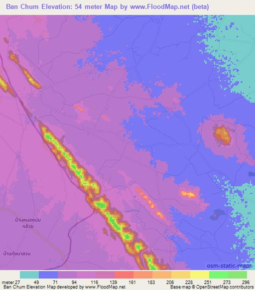 Ban Chum,Thailand Elevation Map