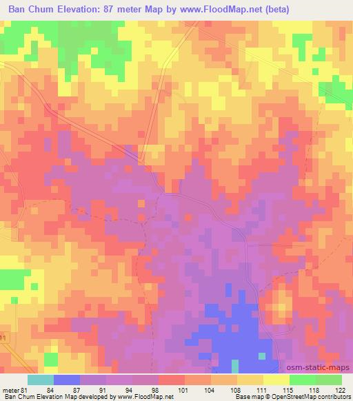 Ban Chum,Thailand Elevation Map