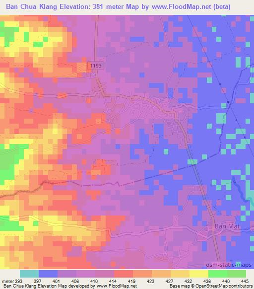 Ban Chua Klang,Thailand Elevation Map