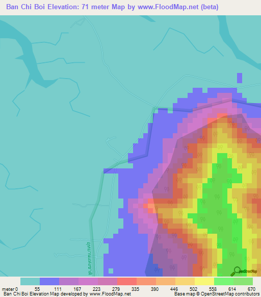 Ban Chi Boi,Thailand Elevation Map