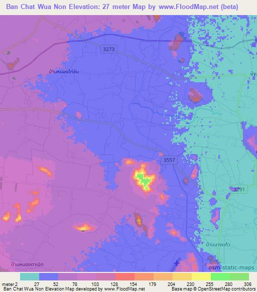 Ban Chat Wua Non,Thailand Elevation Map