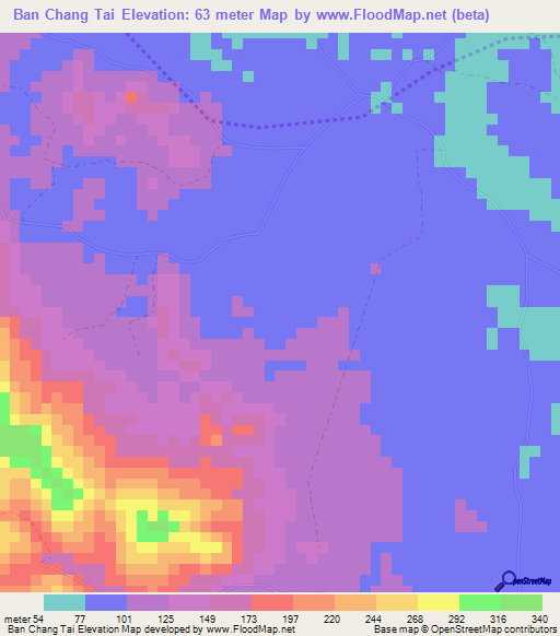 Ban Chang Tai,Thailand Elevation Map