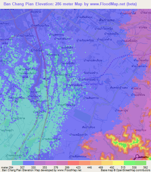 Ban Chang Pian,Thailand Elevation Map
