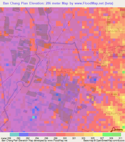 Ban Chang Pian,Thailand Elevation Map