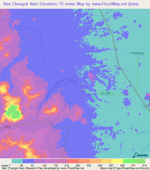 Ban Changok Nam,Thailand Elevation Map