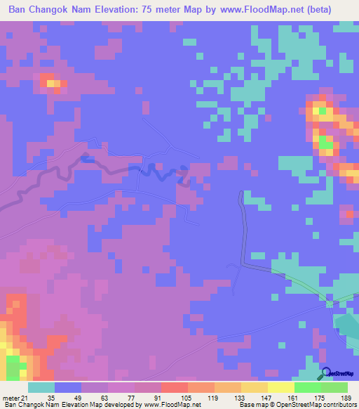 Ban Changok Nam,Thailand Elevation Map