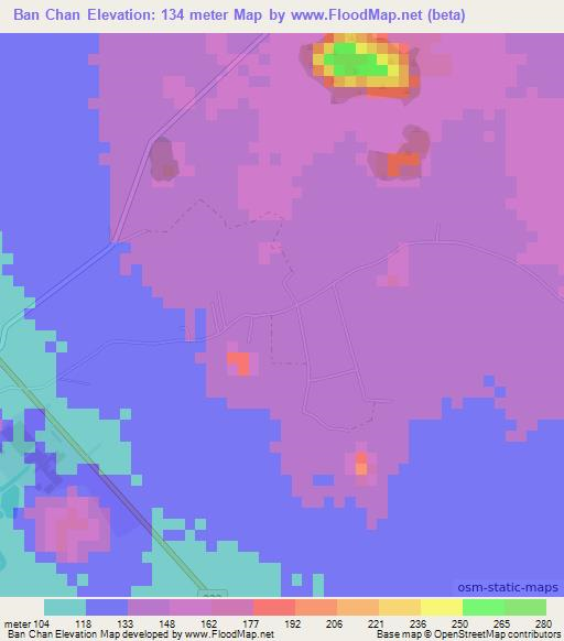 Ban Chan,Thailand Elevation Map