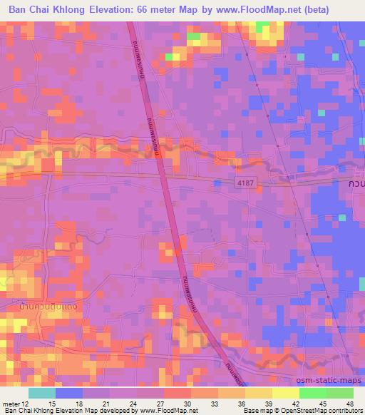 Ban Chai Khlong,Thailand Elevation Map