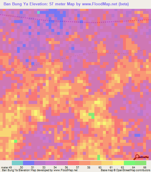 Ban Bung Ya,Thailand Elevation Map