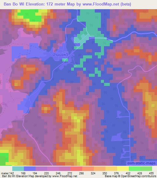 Ban Bo Wi,Thailand Elevation Map