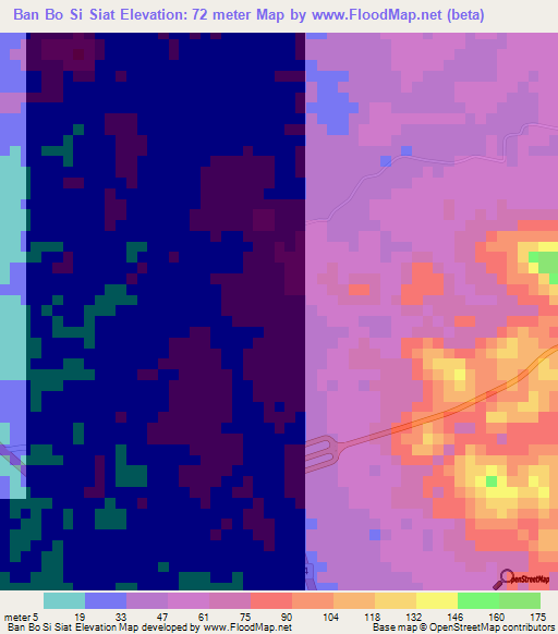 Ban Bo Si Siat,Thailand Elevation Map