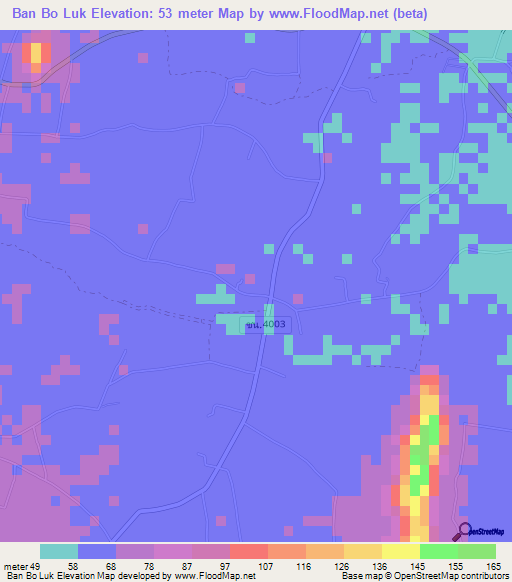 Ban Bo Luk,Thailand Elevation Map