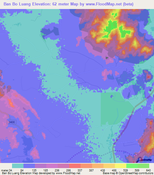 Ban Bo Luang,Thailand Elevation Map