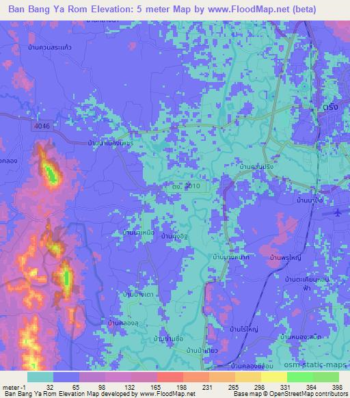Ban Bang Ya Rom,Thailand Elevation Map
