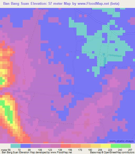 Ban Bang Suan,Thailand Elevation Map
