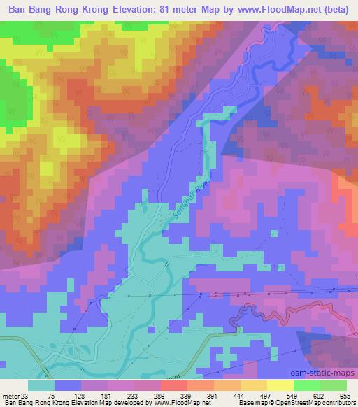 Ban Bang Rong Krong,Thailand Elevation Map