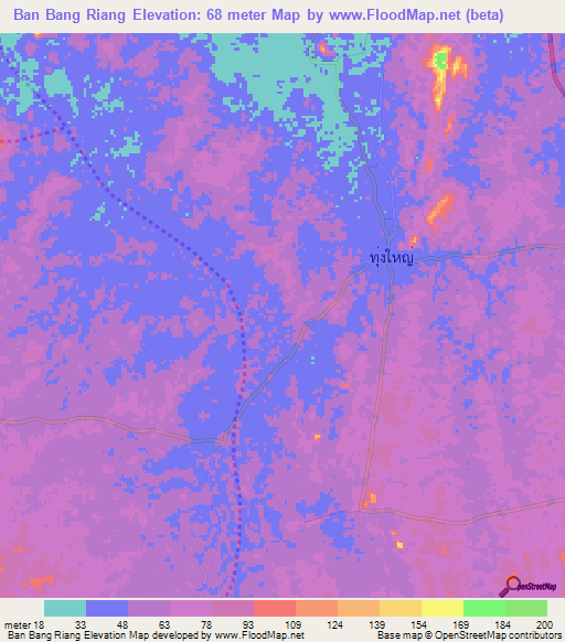 Ban Bang Riang,Thailand Elevation Map