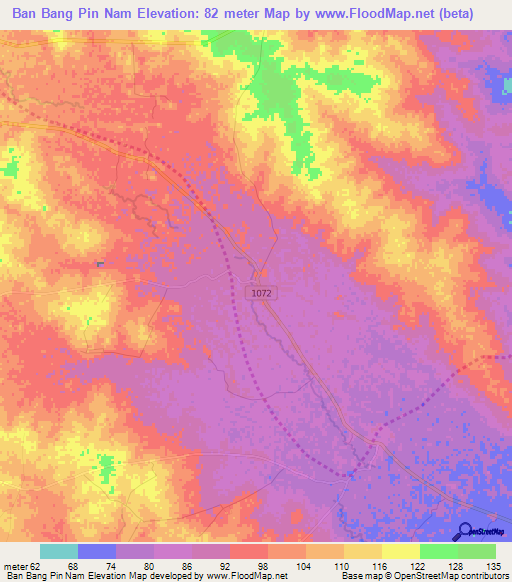 Ban Bang Pin Nam,Thailand Elevation Map