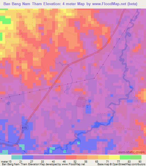 Ban Bang Nam Tham,Thailand Elevation Map