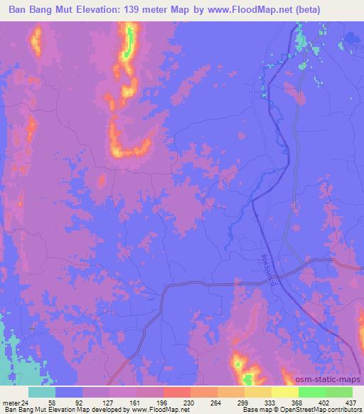 Ban Bang Mut,Thailand Elevation Map