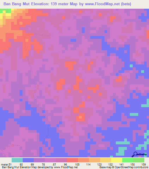 Ban Bang Mut,Thailand Elevation Map