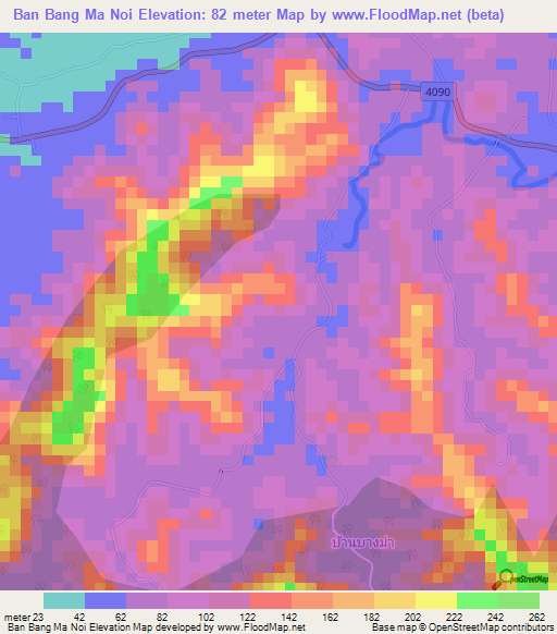 Ban Bang Ma Noi,Thailand Elevation Map