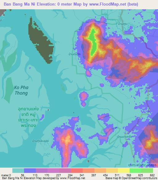 Ban Bang Ma Ni,Thailand Elevation Map