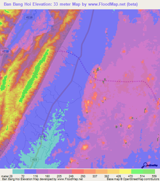 Ban Bang Hoi,Thailand Elevation Map