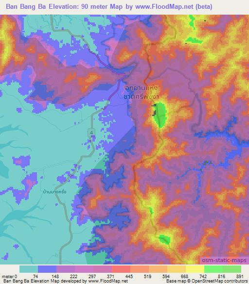 Ban Bang Ba,Thailand Elevation Map