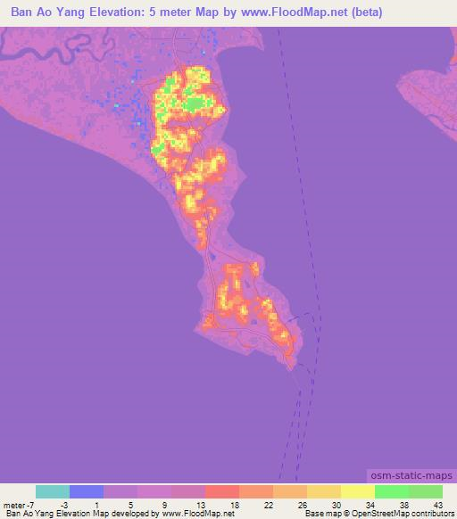 Ban Ao Yang,Thailand Elevation Map