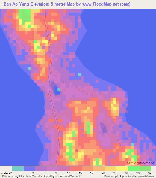 Ban Ao Yang,Thailand Elevation Map