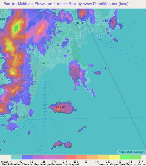 Ban Ao Makham,Thailand Elevation Map