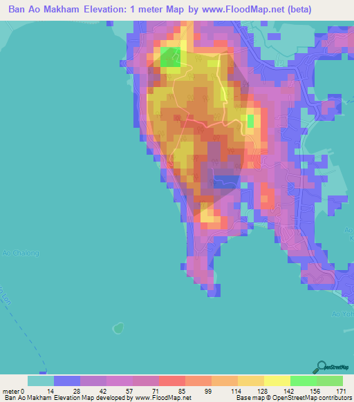 Ban Ao Makham,Thailand Elevation Map