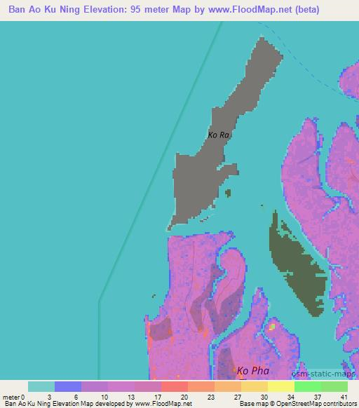 Ban Ao Ku Ning,Thailand Elevation Map