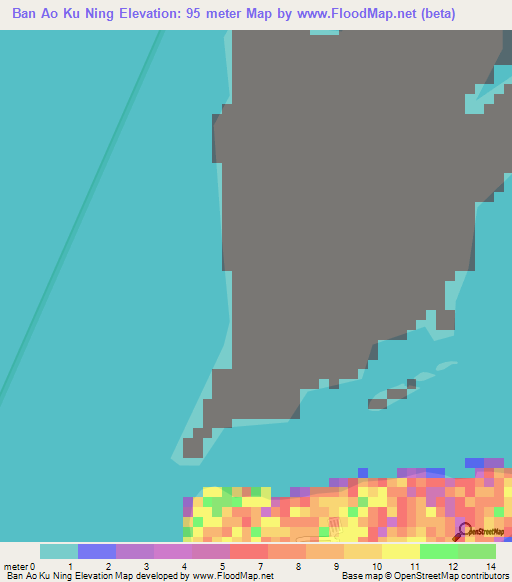 Ban Ao Ku Ning,Thailand Elevation Map
