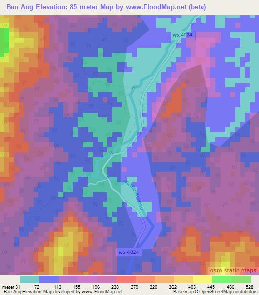 Ban Ang,Thailand Elevation Map