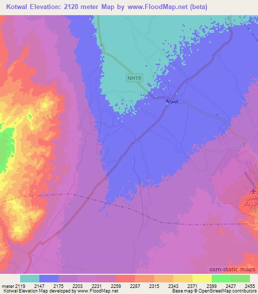 Kotwal,Afghanistan Elevation Map