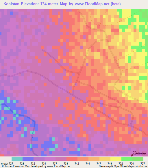 Kohistan,Afghanistan Elevation Map