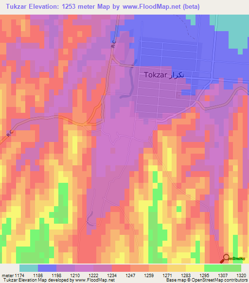 Tukzar,Afghanistan Elevation Map