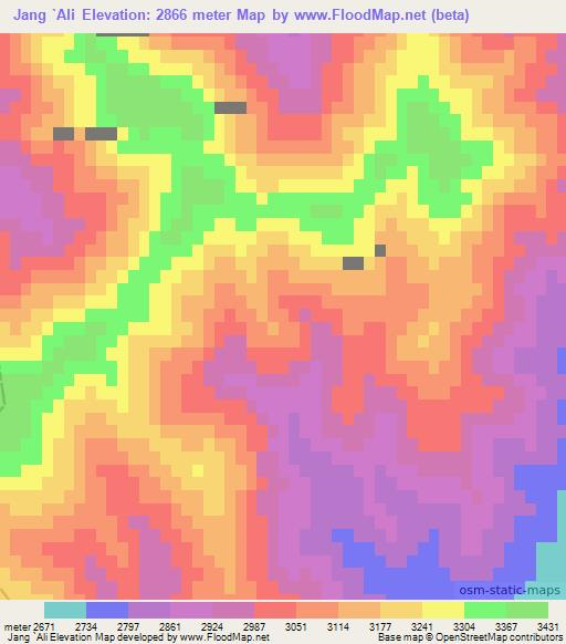 Jang `Ali,Afghanistan Elevation Map