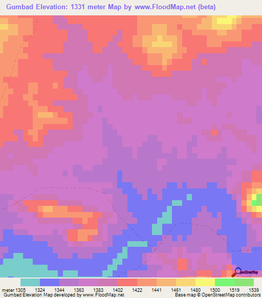 Gumbad,Afghanistan Elevation Map
