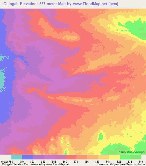 Gulogah,Afghanistan Elevation Map
