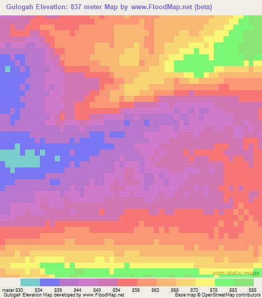 Gulogah,Afghanistan Elevation Map