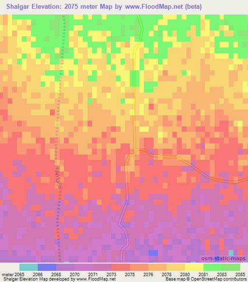 Shalgar,Afghanistan Elevation Map