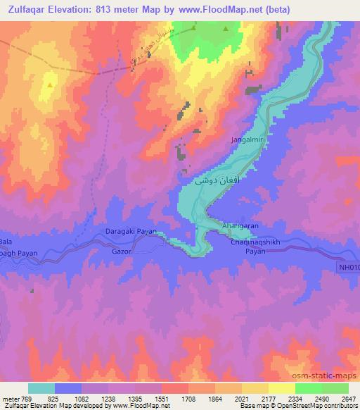 Zulfaqar,Afghanistan Elevation Map